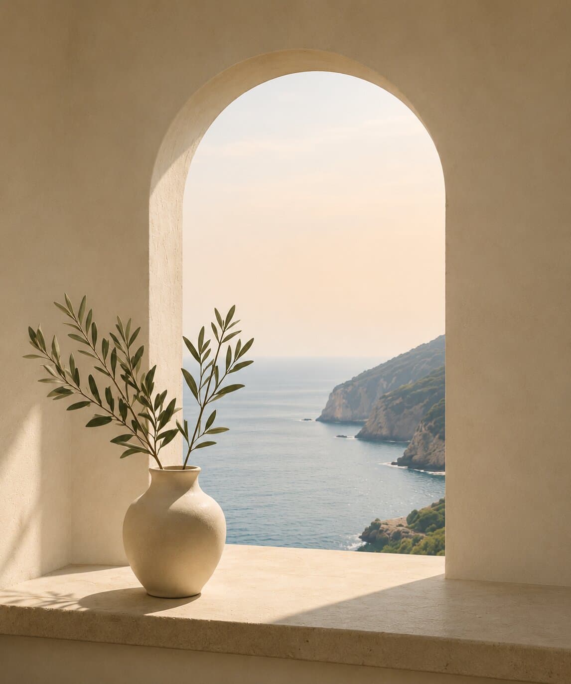 Finestra ad arco affacciata sulla costa del Gargano